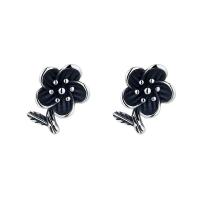 Sterling Silver Stud Earring, Argent sterling 925, fleur, poli, bijoux de mode & pour femme, 7mm, Vendu par paire