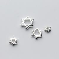 Sterling Silber Rahmen Perlen, 925 Sterling Silber, Hexagram, DIY & verschiedene Größen vorhanden & hohl, Silberfarbe, verkauft von PC