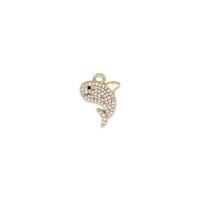 Cubique Pendentif en laiton zircon pavent, Requin, Plaqué or 18K, pavé de micro zircon Vendu par PC