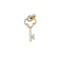 Colgante de Micro Pavé de Zirconía Cúbica, metal, con Nácar Blanca, Llave, 18K chapado en oro, micro arcilla de zirconia cúbica, 12.5x23.5mm, Vendido por UD