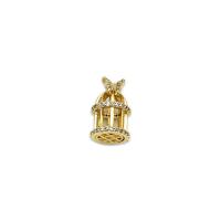 Cubique Pendentif en laiton zircon pavent, cage, Plaqué or 18K, pavé de micro zircon Vendu par PC