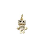 Cubique Pendentif en laiton zircon pavent, Robot, Plaqué or 18K, pavé de micro zircon Vendu par PC