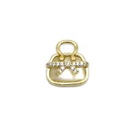 Cubique Pendentif en laiton zircon pavent, avec coquille blanche, sac à main, Plaqué or 18K, pavé de micro zircon Vendu par PC