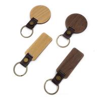 PU Leather Key Chain, Zinc Alloy, with PU Leather & Wood, Unisex 