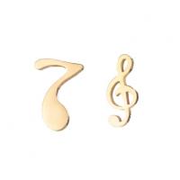 Asymmetric Earrings, 304 Stainless Steel, Music Note, Vacuum Ion Plating, fashion jewelry & for woman 