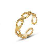 Titanstahl Manschette Fingerring, Vakuum-Ionen-Beschichtung, für Frau & hohl, goldfarben, 5mm, Größe:6, verkauft von PC