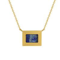 Collier de bijoux de titane, Acier titane, avec Lapis lazuli, avec 5cm chaînes de rallonge, rectangle, Placage ionique sous vide, pour femme, bleu Environ 43 cm, Vendu par PC