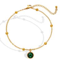 Partículas de acero pulsera tobillera, con cúbica circonia, con 5cm extender cadena, Esférico, Recubrimiento iónico al vacío, para mujer, dorado, 5x10mm, longitud:aproximado 20 cm, Vendido por UD