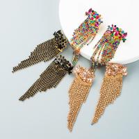 Fashion Fringe Earrings, Zinc Alloy, gold color plated, fashion jewelry & for woman & with rhinestone 