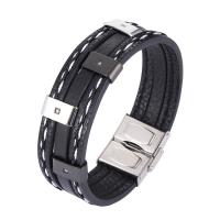 PU de microfibra Pulsera, con acero inoxidable 316, chapado, Joyería & longitud diferente para la opción & para hombre, más colores para la opción, 18mm, Vendido por UD