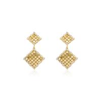 Cubic Zirconia Micro Pave Brass Earring, Rhombus, gold color plated, fashion jewelry & micro pave cubic zirconia & for woman, golden 