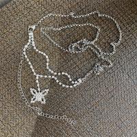 aleación de zinc cadena de cintura, Mariposa, chapado en color de plata, Joyería & para mujer & con diamantes de imitación, plateado, longitud:aproximado 111 cm, Vendido por UD