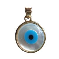 Mode Evil Eye Pendentif, coquille, avec alliage de zinc, Placage, 14mm, Vendu par PC