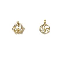 clip de cheville en laiton, Plaqué or 18K, styles différents pour le choix & pavé de micro zircon & creux Environ 6mm, Vendu par PC