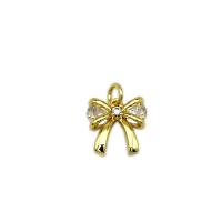 Cubique Pendentif en laiton zircon pavent, Noeud papillon, Plaqué or 18K, pavé de micro zircon Vendu par PC