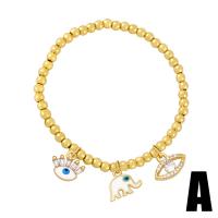 Cubic Zirconia Micro Pave Brass Bracelet, gold color plated & micro pave cubic zirconia & for woman & enamel, golden .7 Inch 