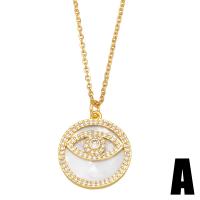 Collier en laiton cubique Zircon Micro Pave, avec coquille, avec 2 chaînes de rallonge, Placage de couleur d'or, styles différents pour le choix & pavé de micro zircon & pour femme, doré .7 pouce, Vendu par PC