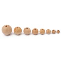 Original Wood Beads, Beech Wood, Round, polished, DIY 