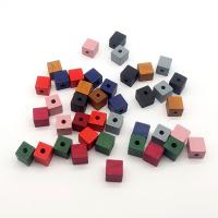 Dyed Wood Beads,  Square, stoving varnish, DIY 