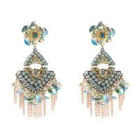 Fashion Fringe Earrings, Zinc Alloy, gold color plated, fashion jewelry & for woman & with rhinestone 