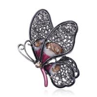 Broche de diamantes de imitación de la aleación de Zinc, Mariposa, chapado en color de plata antigua, Joyería & para mujer & esmalte & con diamantes de imitación, más colores para la opción, 60x79mm, Vendido por UD