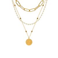 Collar Multi de la capa, Partículas de acero, 18K chapado en oro, Joyería & diferentes estilos para la opción & para mujer, dorado, 600mm, Vendido por UD