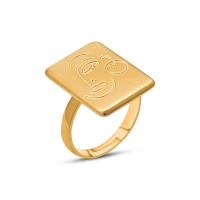 Titan Stahl Fingerring, Titanstahl, 18K vergoldet, Einstellbar & für Frau, Goldfarbe, 17mm, verkauft von PC