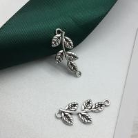 Zinc Alloy Charm Connector, Leaf, antique silver color plated, DIY 