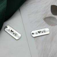 Zinc Alloy Message Pendants, Rectangle, antique silver color plated, DIY & with letter pattern 