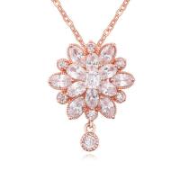 Collier en laiton cubique Zircon Micro Pave, avec 5cm chaînes de rallonge, fleur, Placage, pavé de micro zircon & pour femme & facettes, plus de couleurs à choisir Environ 40 cm, Vendu par PC