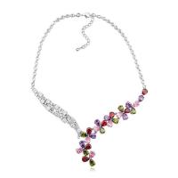 Collier en laiton cubique Zircon Micro Pave, Plaqué de platine, pavé de micro zircon & pour femme & facettes, plus de couleurs à choisir Environ 40 cm, Vendu par PC