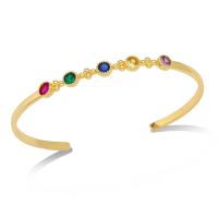 Ouverture Bracelets en cuivre, laiton, Placage de couleur d'or, pavé de micro zircon & pour femme, plus de couleurs à choisir Vendu par PC