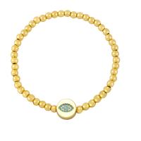 Cubic Zirconia Micro Pave Brass Bracelet, Round, gold color plated, micro pave cubic zirconia & for woman .1 Inch 