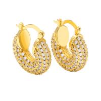 Cubic Zirconia Micro Pave Brass Earring, plated, micro pave cubic zirconia & for woman 