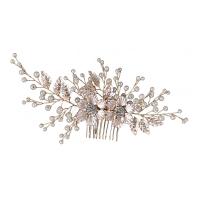 Decorative Hair Combs, Zinc Alloy, with Plastic Pearl, fashion jewelry & for woman & with rhinestone 