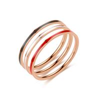 Titan Stahl Fingerring, Titanstahl, Kreisring, Rósegold-Farbe plattiert, Modeschmuck & unisex & verschiedene Größen vorhanden & Emaille, keine, 1x1.5mm, Größe:5-13, verkauft von PC