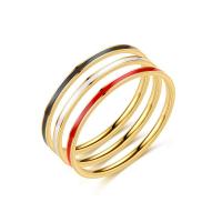 Titan Stahl Fingerring, Titanstahl, Kreisring, goldfarben plattiert, Modeschmuck & unisex & verschiedene Größen vorhanden & Emaille, keine, 1x1.5mm, Größe:5-13, verkauft von PC