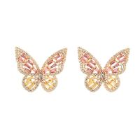 Cubic Zirconia Micro Pave Brass Earring, Butterfly, plated, micro pave cubic zirconia & for woman 