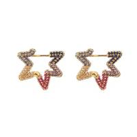 Cubic Zirconia Micro Pave Brass Earring, Star, plated, micro pave cubic zirconia & for woman 20mm 