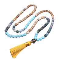 Fashion Fringe Necklace, Picture Jasper, with turquoise & Indian Agate, Unisex, mixed colors 