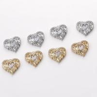 Cubic Zirconia Brass Pendants, Heart, plated, DIY & micro pave cubic zirconia 