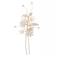 Hair Stick, Zinc Alloy, with Plastic Pearl, fashion jewelry & for woman & with rhinestone, golden 