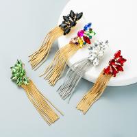 Fashion Fringe Earrings, Zinc Alloy, gold color plated, fashion jewelry & for woman & with rhinestone 