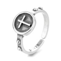 plata de ley 925 Anillo de dedo Cuff, chapado en color de platina, Ajustable & para mujer & hueco, tamaño:14, Vendido por UD