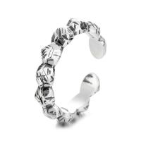 plata de ley 925 Anillo de dedo Cuff, chapado en color de platina, Ajustable & para mujer & hueco, tamaño:14, Vendido por UD