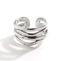 plata de ley 925 Anillo de dedo Cuff, chapado en color de platina, Ajustable & para mujer & hueco, Vendido por UD