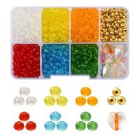 Kit de bricolage bijoux conclusion, Des billes de verre, Ligne élastique & chapeletcollier, avec Boîte en plastique & fer & Acrylique, Placage de couleur d'or, DIY, couleurs mélangées Environ îte, Vendu par boîte