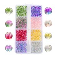 Glass Beads, with Gold Foil & Plastic Box, Round, painted, DIY, mixed colors Approx 