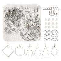 Acier inoxydable 304 Ensemble de recherche de boucle d’oreille, avec Boîte en plastique & plastique, DIY, couleur originale Environ îte, Vendu par boîte