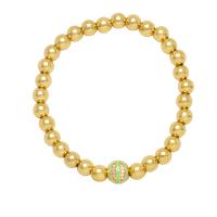 Cubic Zirconia Micro Pave Brass Bracelet, Round, gold color plated, micro pave cubic zirconia & for woman & enamel .7 Inch 